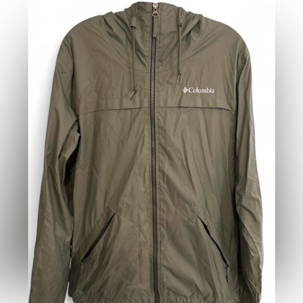 Columbia Olive Green Rain Shell Jacket - Size Medium